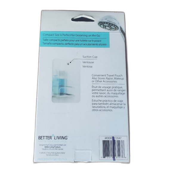 Frameless Travel Shower Mirror w/ Suction Cup & Carry Pouch Chrome Fog Resistant - Picture 2 of 3